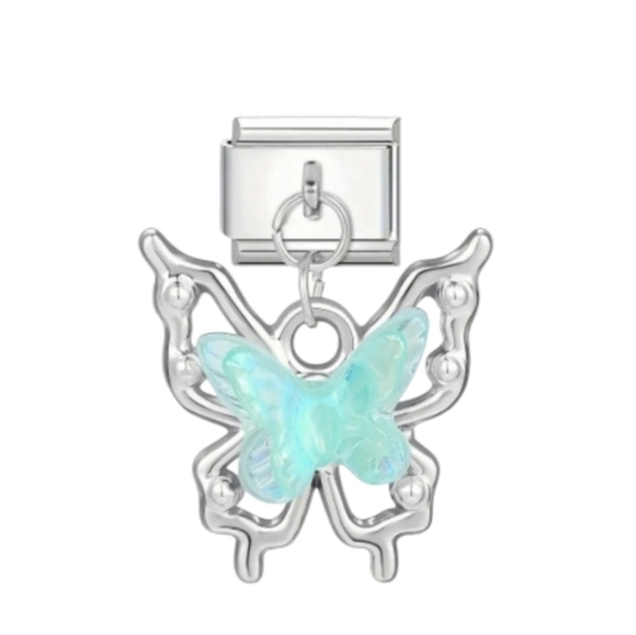 Italian Charmlink Dangling Blue Zircon Gemstone‎ Italian Charm Bracelet - Picture 1 of 14